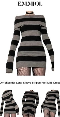 Goth Shein Finds, Modern Goth Outfits Simple, Evil Scientist Outfit, Hip Window Outfit, Striped Mini Dress, Edgy Outfits, Dream Clothes