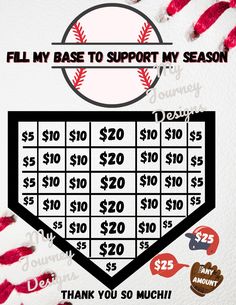 a flyer for a baseball game with the numbers $ 20 and $ 25 on it