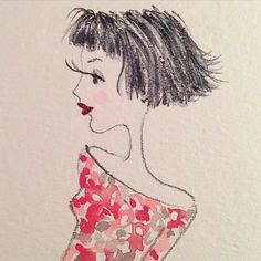 a drawing of a woman with short hair