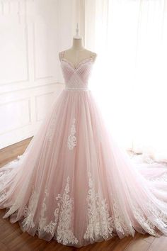 #alinepromdresses #appliquespromdresses #googleshopping #lacepromdresses #longpromdresses #partyeventdresses #pinkpromdresses #promdresses #strapspromdresses Sweet 16 Party Dress, Wedding Dress Empire, Pink Tulle Prom Dress, Cheap Formal Dresses, Pink Wedding Dress, Tulle Evening Dress, Tulle Ball Gown, Beaded Prom Dress, Sweet 16 Dresses