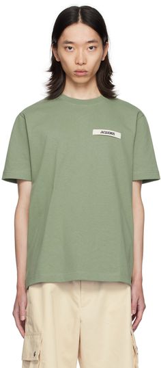 Relaxed-fit organic cotton jersey T-shirt. · Rib knit crewneck · Grosgrain logo patch at chest · Dropped shoulders Part of the La Casa collection. Supplier color: Pale green Graphic Cotton T-shirt With Logo Patch, Knit Crewneck, Pale Green, Jersey T Shirt, Drop Shoulder, Patch Logo, Apparel Accessories, Rib Knit, Shirts Tops