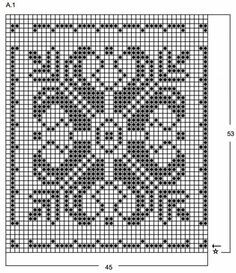 the cross stitch pattern is shown in black and white, as well as measurements for each piece