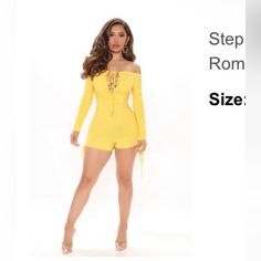 Yellow Romper. Never Worn Yellow Romper, Fashion Nova Pants, Jumpsuits And Romper, Fashion Nova, Pant Jumpsuit, Jumpsuit Romper, Women's Fashion, Bee, Pants For Women