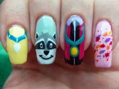 Hercules Nail Art, Hercules Nails, Disney Princess Nails, Princess Nails, Mini Canvases, Colors Of The Wind, Cartoon Nails