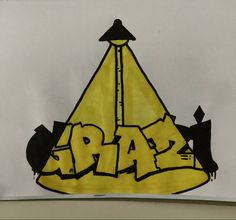 a drawing of a yellow tent with the word rad on it