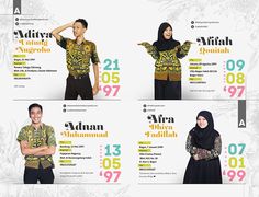 four different images of the same man and woman wearing hijab's with numbers on them