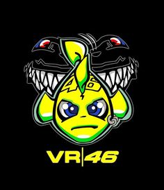 the logo for vr 46 with an angry face