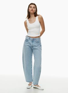 BALLOON JEAN | Aritzia Balloon Jeans, Elevated Fashion, Denim Sweater, Aritzia Wilfred, Solid & Striped, Swimsuit Cover Ups, Swimwear Cover, Long Sleeve Shirt Dress, Short Jumpsuit