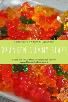 a bunch of gummy bears sitting on top of a white plate with the words looking for a new challenge