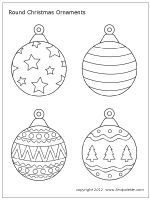 four christmas ornaments to color in