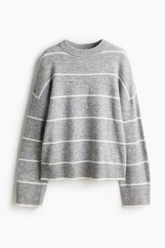 Loose-fit sweater in a soft knit with wool content. Round neckline  dropped shoulders  and long sleeves. Ribbing at neckline  cuffs  and hem. Green Sweater Women, Womens Grey Sweater, Wool Sweaters Womens, Loose Fit Sweater, Ladies Turtleneck Sweaters, 2024 Christmas, Orange Sweaters, Cardigan Sweater Jacket, Favorite Sweater