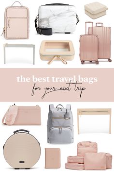 Best Travel Bags, Pretty Luggage, Rose Gold Luggage, Blush Luggage and Travel Pretty Luggage, Rose Gold Luggage, Chic Travel Style, Roadtrip Tips, Best Carry On Bag, Best Travel Bags, Couple Travel, Travel Comfort, Travel Must Haves