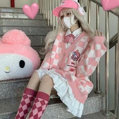 My Melody Buttoned Pink Cardigan Aesthetic Sanrio, Cardigan Rosa, Hip Hop Fashion 90s, 90s Y2k Fashion, Y2k Summer Outfits, Fall Outfits Y2k, Baby Tees Y2k, Y2k Baby Tee, Crop Top Dress