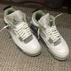 Authentic, Purchased From Hawaii Vault, Great Condition Just Could Use A Little Cleaning, Worn Maybe 5-6 Times For No More Than 2-3 Hours Each. Size 9, I’d Say They Run A Tad Narrow (I Am Usually An 8.5, These 9s Fit Perfectly). Price Is Negotiable (Selling For ~$300 On Goat). Make Me An Offer! Nike Air Jordan 4 High-top, Nike Air Jordan 4 High-top With Branded Insole, Air Jordan 4 Synthetic Lace-up For Sports, Green Air Jordan 4 Sporty Shoes For Sports, Sporty Green Air Jordan 4 For Sports, Air Jordan 4 Green With Boost Midsole, Green Low-top Air Jordan 4 With Cushioned Footbed, Green Low-top Air Jordan 4 Sporty, Green Air Jordan 4 With Boost Midsole