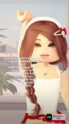 an animated girl with long brown hair wearing a white dress