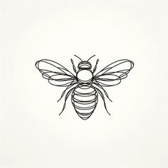 Bee in Monochrome Canvas One Line Bee Drawing, Line Art Bee, Bee Line Drawing, Bee Line Art, Bee Tattoo Design, Bee Doodle, Tattoo Bee, Nature Line Art, Bee Outline