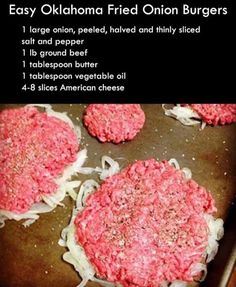 an image of hamburger burgers being cooked on a grill with instructions for how to make them