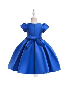 Buy royal blue satin girls formal dress with bubble sleeves online. In-stock with many colors and sizes, free world-wide shipping. Girls Blue Dress, Blue Dress Formal, Girls Formal Dresses, Princess Costume, Children Clothing, Girls Party Dress, Kids Outfits Girls, Blue Satin, Lovely Dresses