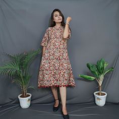 Midi Dress With Potli Pattern For Women| Pure Hand Kalamkari Cotton Fabric| Sundress With Pockets| Boat Neck Loose Oversized Midi Dress https://etsy.me/3EdfNnf Batik Print Dress, Kalamkari Dresses, Skirt Top Set, Kurta Dress, Designer Outfits, Cotton Dress Summer, Flared Dress, Cloth Fabric, Indian Designer Outfits