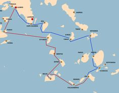 a map showing the routes for different countries