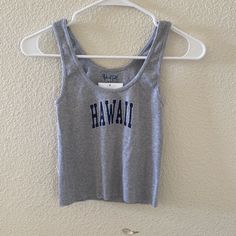 Comfy Classic Scoop Neck Ribbed Tank Top In Heather Grey With A Raw Hem And The Hawaii Graphic On The Front. Fabrics: 100% Cotton Measurement: 46 Cm Length, 29 Cm Bust Made In: Europe Brandy Melville Tank Top, Ribbed Tank Top, School Fits, Ribbed Tank Tops, Brandy Melville Tops, Ribbed Tank, Grey Top, Brandy Melville, Brandy