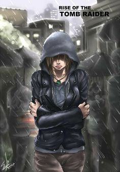 a woman in black jacket and hoodie standing on street with arms crossed, wearing raincoat