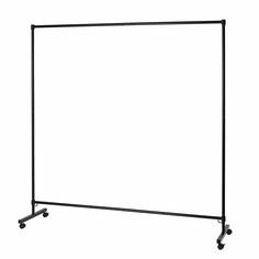 a whiteboard on wheels is shown against a white background with the black frame for it