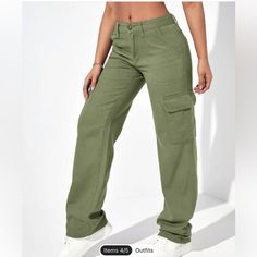 Brand New * Never Before Worn * Ordered From Shein, Waist Too Small. Army Green, Loose, Free, Cargo Pants. Size M (6) Brand New. In Love. A New Favorite. Popular Color. #Shein #Tall #Cargo #Pants #Brandnew #New Drawstring Jeans, Overalls Fashion, Street Fits, Jeans Overall, Salopette Jeans, Jeans Cargo, Denim Patterns, Black Pants Casual, Cargo Jeans