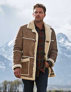 Daniel Spanish Merino Shearling Sheepskin Coat | Overland Bison Leather, American Bison, Safari Hat, Sheepskin Jacket, Lambskin Leather Jacket, Sheepskin Coat, Card Case Wallet, Leather Card Case, Shearling Coat