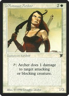 a card with an image of a woman holding a bow and arrow in her hand