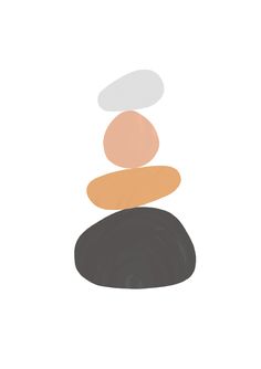 three rocks stacked on top of each other, with one rock in the middle and two pebbles