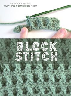 the crochet stitch is being used to make a block stitch pattern for a scarf