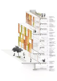 an architectural diagram shows the various sections of a building that are connected to each other