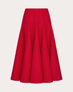 Crepe Couture Midi skirt - Concealed rear zip closure - Crepe Couture (65% Virgin Wool, 35% Silk) - Habotai lining - Length: 87 cm / 34.2 in. from the waist in an Italian size 40 - The model is 176 cm / 5'9" tall and wears an Italian size 40 - Made in Italy The look of the model is completed by a Valentino Garavani Ohval Bag and Valentino Garavani The Bold Edition Shoes. Elegant Red Dress With Asymmetrical Skirt, Chic Red Skirt For Cocktail Occasions, Elegant Red Asymmetrical Skirt, Formal Full Skirt In Red, Elegant Red Evening Skirt, Formal Red Full Skirt, Formal Red A-line Skirt, Elegant Red Voluminous Skirt, Red A-line Skirt For Formal Occasions