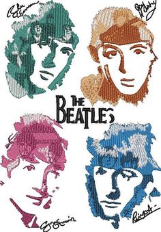 the beatles with their faces in different colors