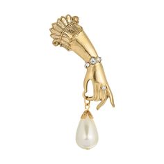 Belle Epoch Ladies Hand Teardrop Faux Pearl Pin Belle Epoch, Hand Pin, Bag Scarf, Pave Bracelet, Scarf Jacket, 1928 Jewelry, Lapel Coat, Pearl Pin, Vintage Inspired Jewelry