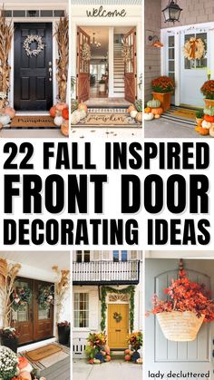 22 Fall Inspired Front Door Decorating Ideas Simple Fall Door Decor, Small Front Door Fall Decor Ideas, Thanksgiving Front Door Decor, Decorate Front Door Entrance, Fall Front Door Decor Entrance, Fall Front Door Decor Ideas, Front Door Decorating Ideas, Front Walkways, Doorstep Decor