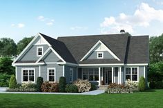 this is a computer rendering of the front elevation of these country homeplans plans