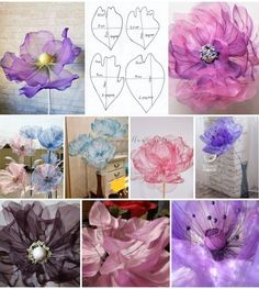 several different types of paper flowers are shown