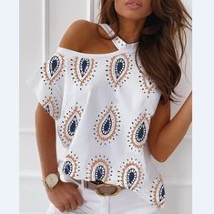 Material: Polyester  Gender: Women  Item Type:Tops  Color: White, Blue, Pink  Size: S, M, L, XL, XXL Short Sleeve Tops Casual, Halter Blouse, Diy Vetement, Trend Fashion, Blouse Shirt, Tie Dye Print, Long Sleeve Casual, Lany, Casual T Shirts