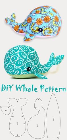 an image of a stuffed animal with the words diy whale pattern on it