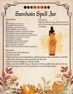 a poster with an image of a vase on it's side and the words, samhan spell jar