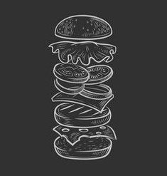 a hamburger drawn in chalk on a blackboard