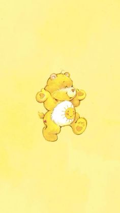 a drawing of a yellow teddy bear holding a white ball in it's paws