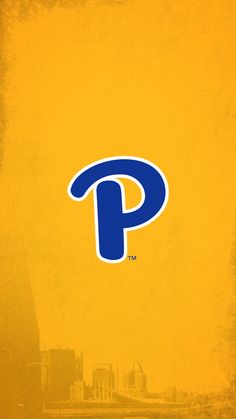 the philadelphia phillies logo is shown on an old yellow background with a city skyline in the background