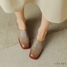 Lasaky - Minimalist Genuine Leather Low Heel Granny Shoes with Rounded Toe and Chunky Heel Granny Shoes, Shape Party, Heeled Espadrilles, Buckled Flats, Party Heels, Square Head, High Heel Wedges, Chelsea Ankle Boots, Platform Loafers