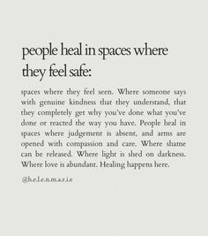 an article about people heal in spaces where they feel safe