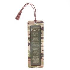 a bookmark with an army message on it