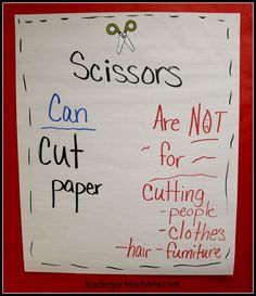 scissors can cut paper are not for cutting people clothes hair - furniture sign on red wall