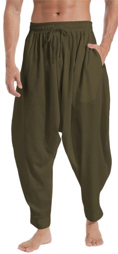 PRICES MAY VARY. Elasticated waist and ankles with two side pockets. Aladdin and hippie style adds a trendy and unique touch to your wardrobe. Wear these harem pants for men as loose fit cosplay pants, fashionable street wear, Halloween pants, dance pants, lounging pants, juggling clothes, hippie clothes & much more. Perfect for indoor and outdoor activities, or lounging around the house, these comfy mens harem pants with elastic waist effortlessly take you from day to night in superior quality Baggy Boho Pants, Mens Harem Pants, Solarpunk Fashion, Halloween Pants, Hippie Men, Unique Pants, Harem Pants Men, Bohemian Pants, Aesthetic Outfits Men